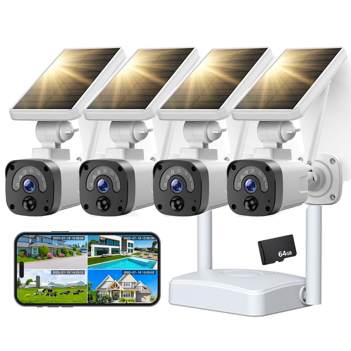 4MP Solar Security Cameras Wireless Outdoor WiFi N81737
