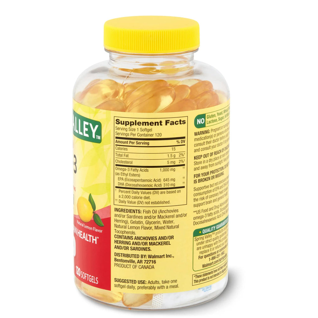 1000 mg Omega-3 Fish Oil Softgels Dietary Supplement N65622