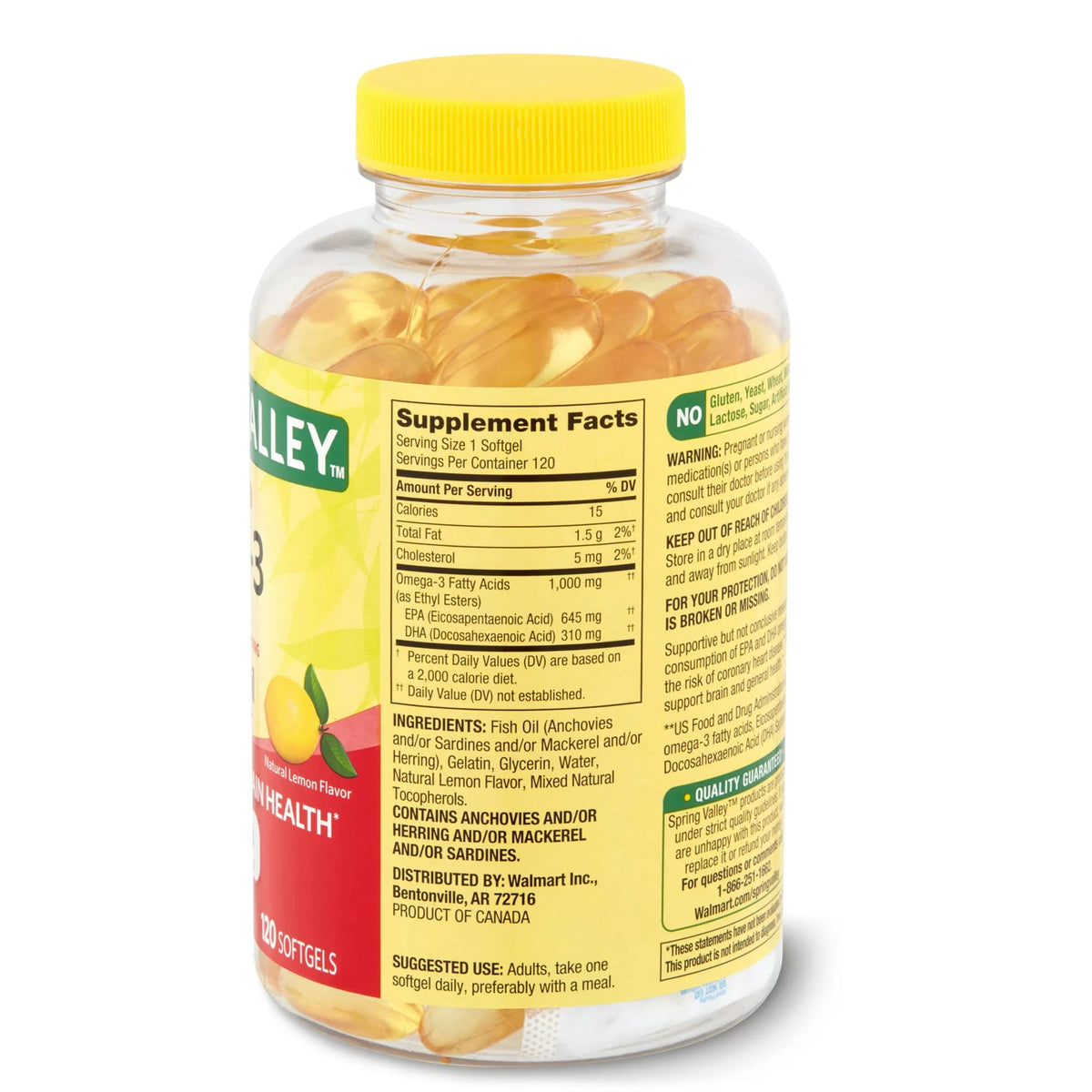 1000 mg Omega-3 Fish Oil Softgels Dietary Supplement N65622