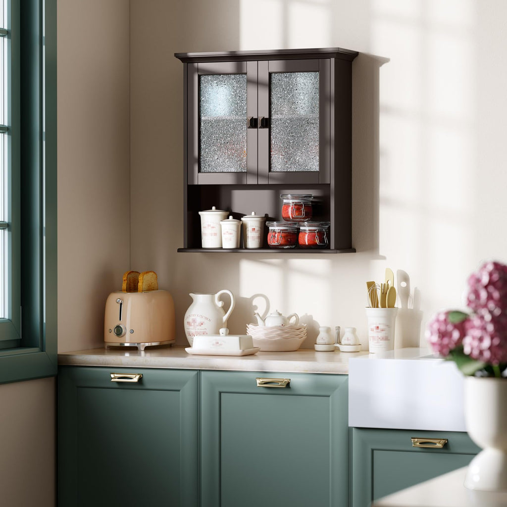 Wall Mount Medicine Cabinet with Tempered Glass Door T3147