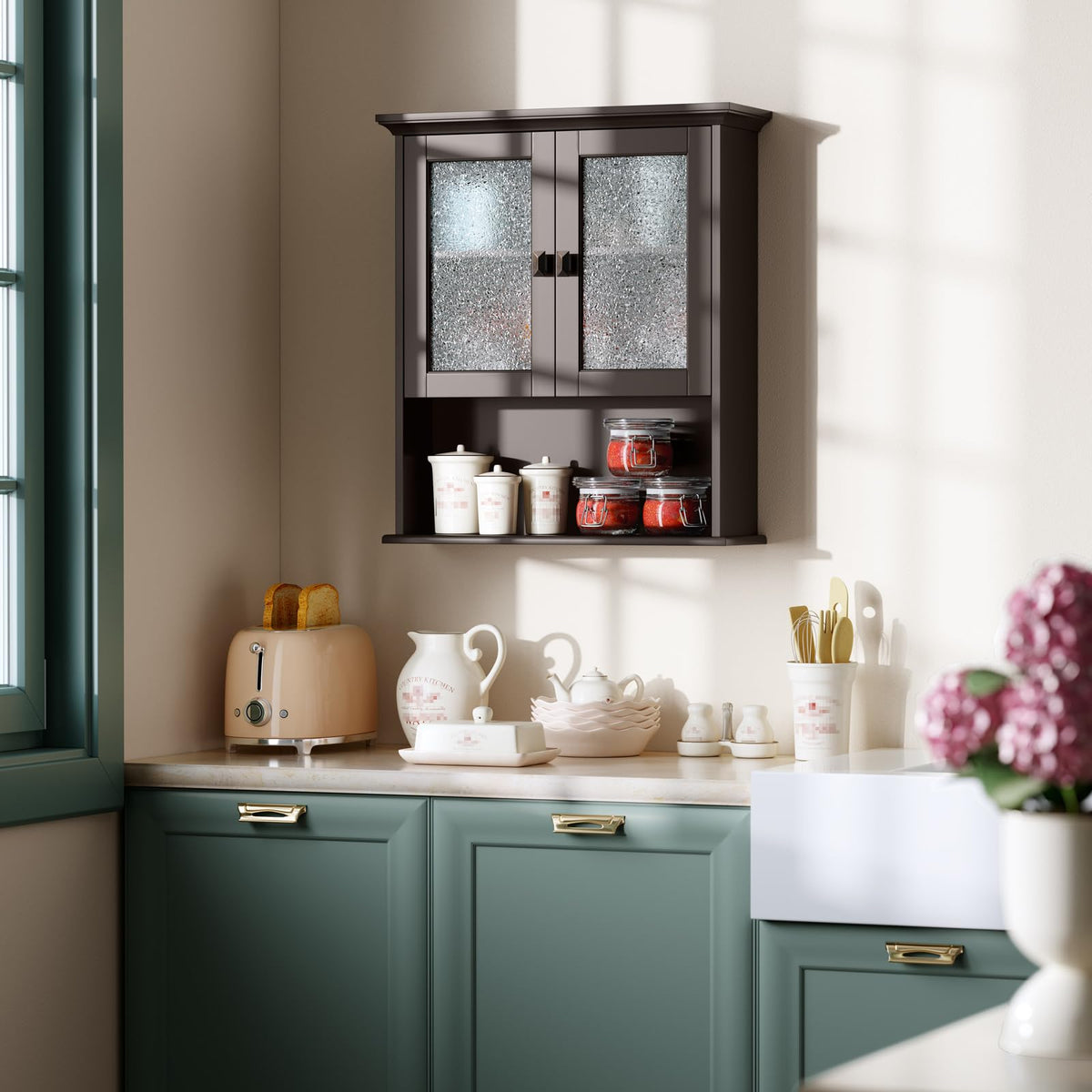 Wall Mount Medicine Cabinet with Tempered Glass Door T3147