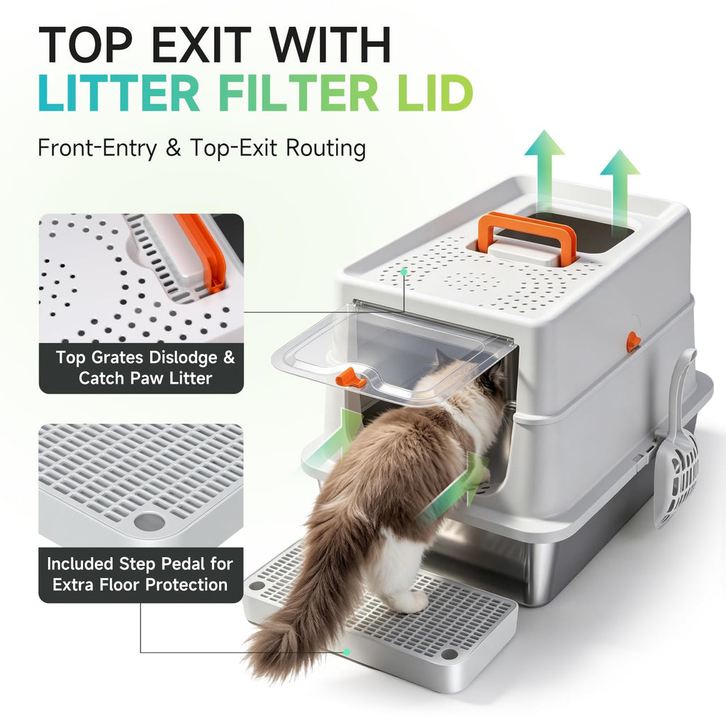 XL Stainless Steel Cat Litter Box H72554