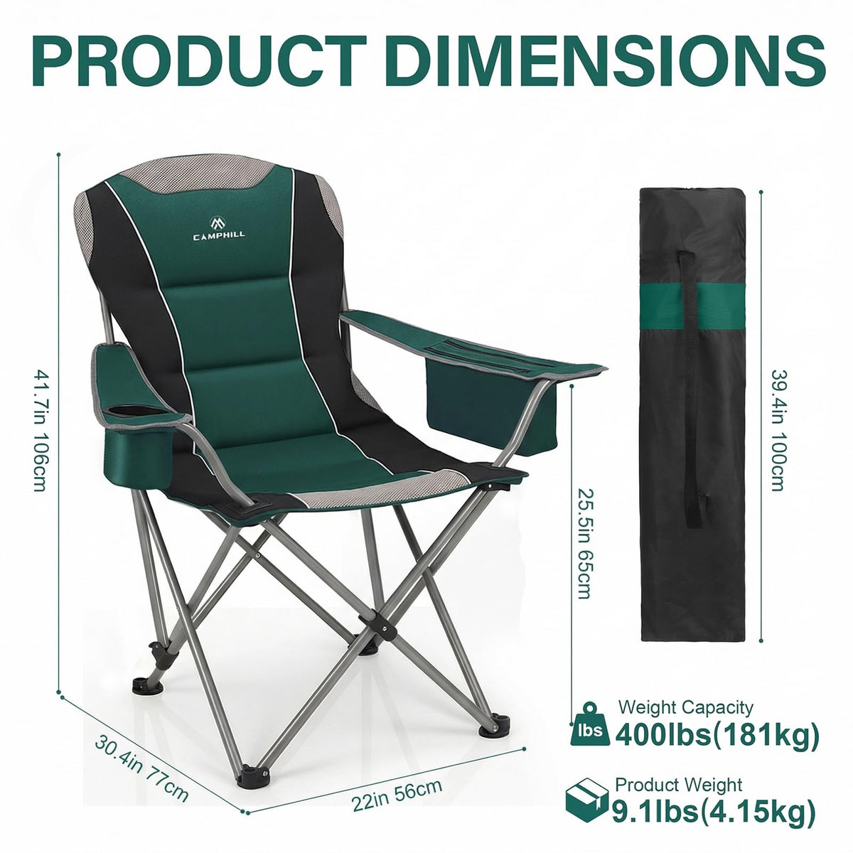 Oversized Folding Camping Chair with Cup Holder, 2 Pack E86424