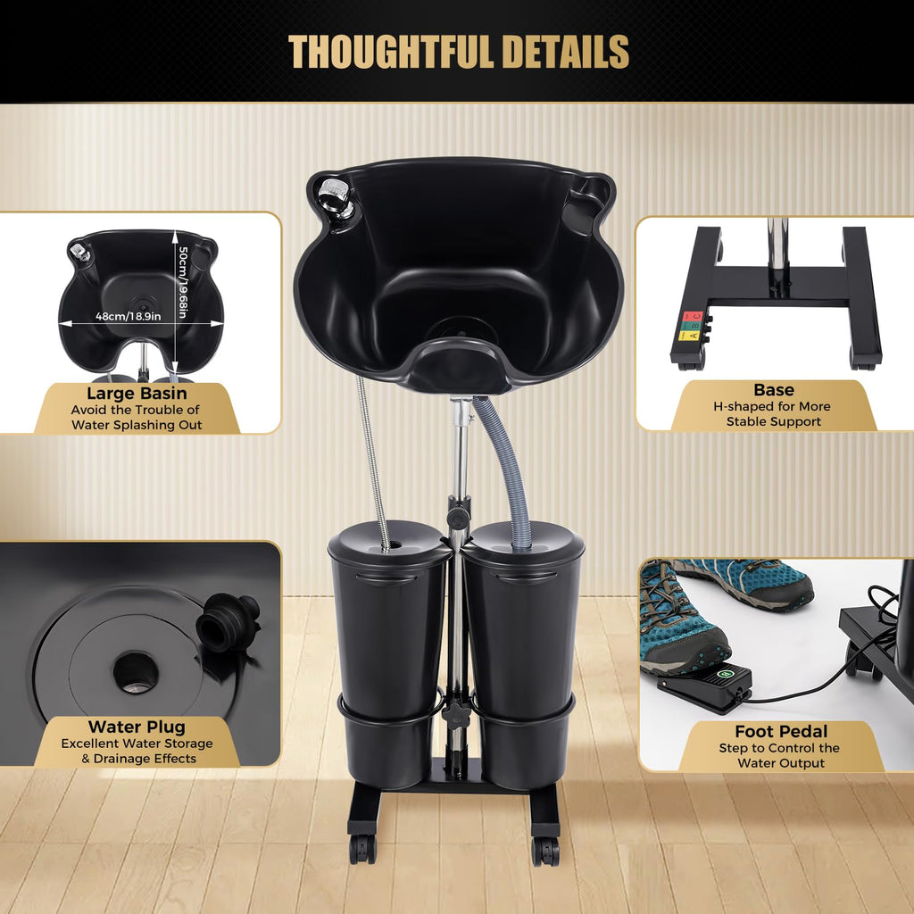 Portable Adjustable Shampoo Bowl with Electric Pump C5027