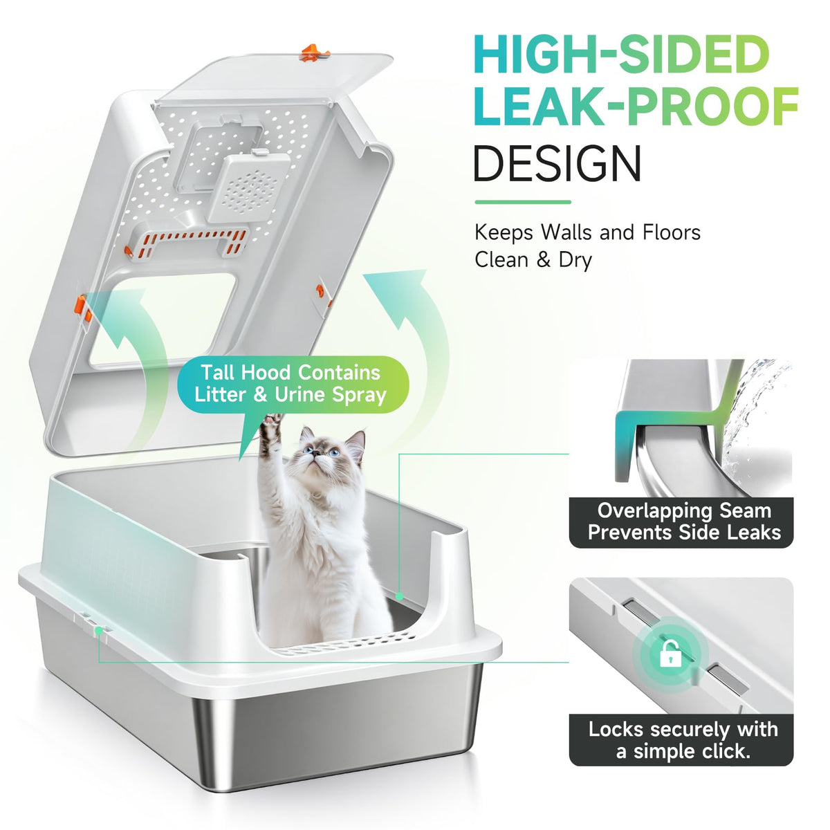XL Stainless Steel Cat Litter Box H72554