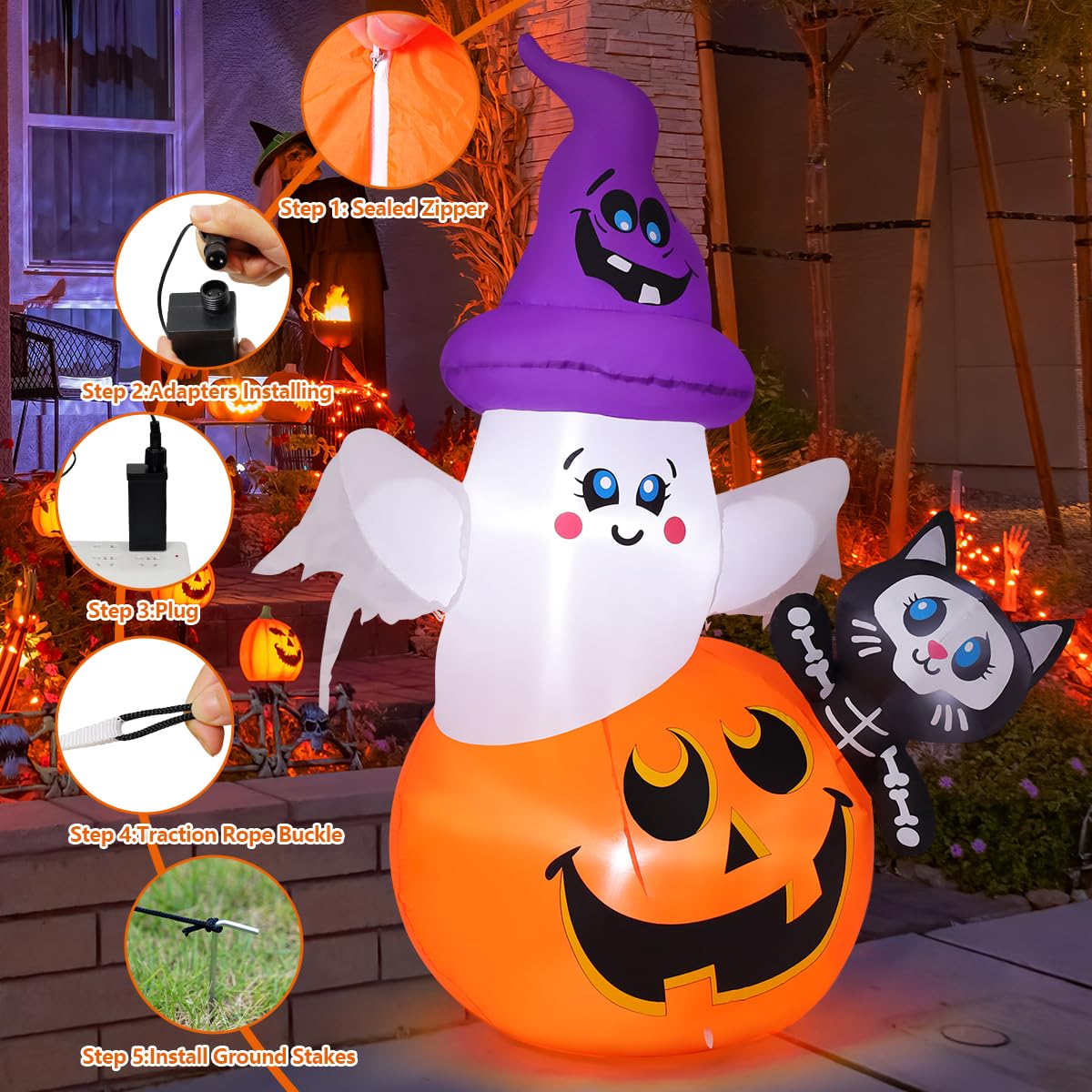 5 FT Halloween Inflatables with Built-in LEDs A99090
