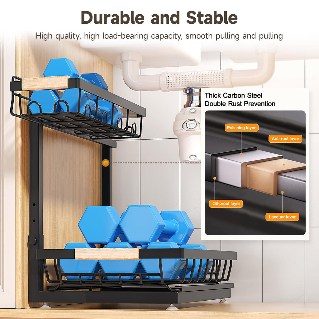 2-Tier Height Adjustable Under Sink Organizer & Storage F90799