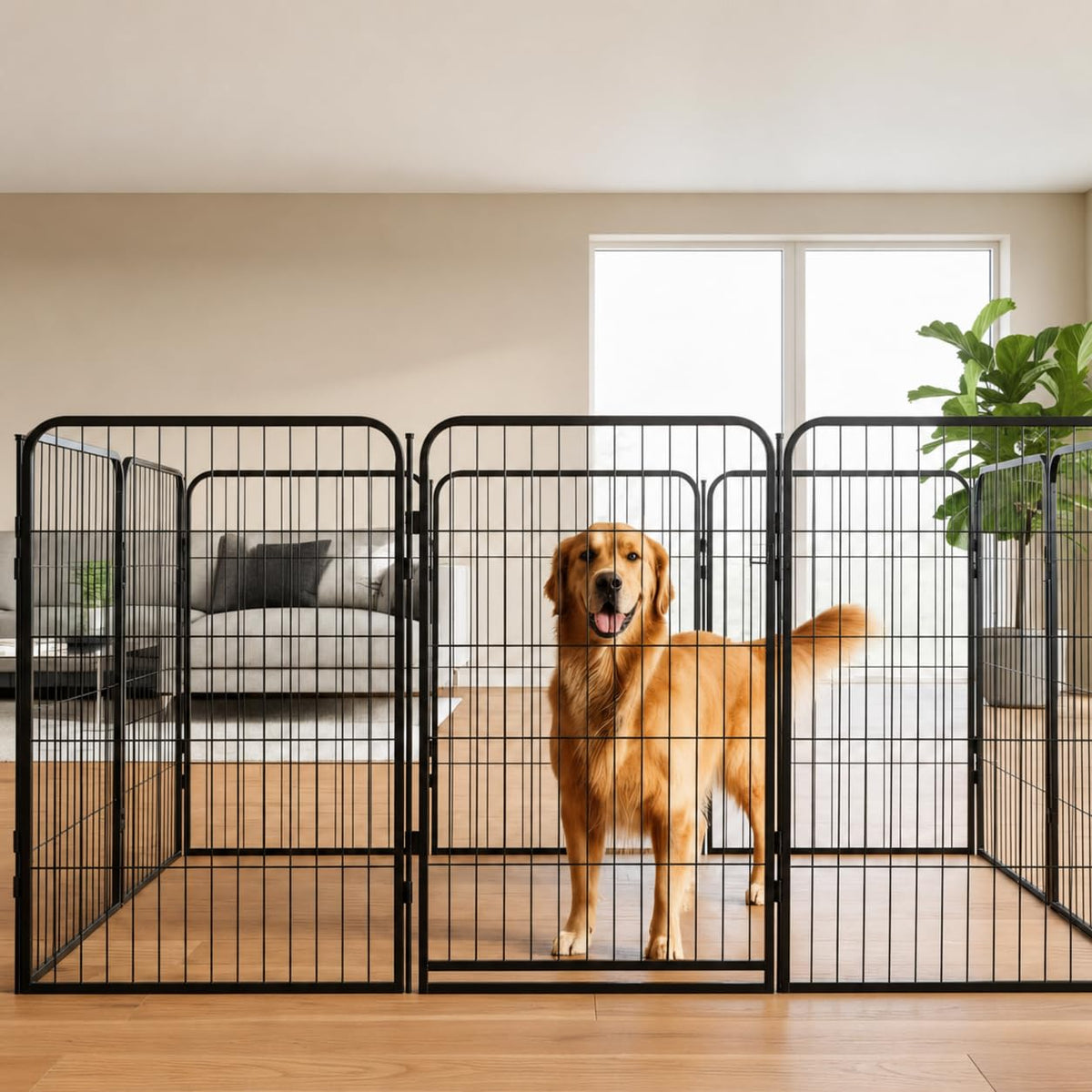 32 inch 16 Panels Heavy Duty Metal Dog Playpen with Gate O4360