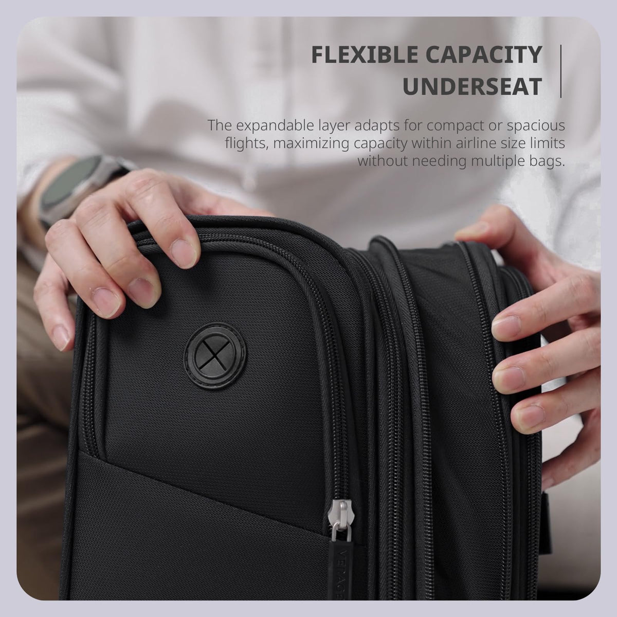 16-Inch Black Underseat Carry On Luggage with Wheels Z270