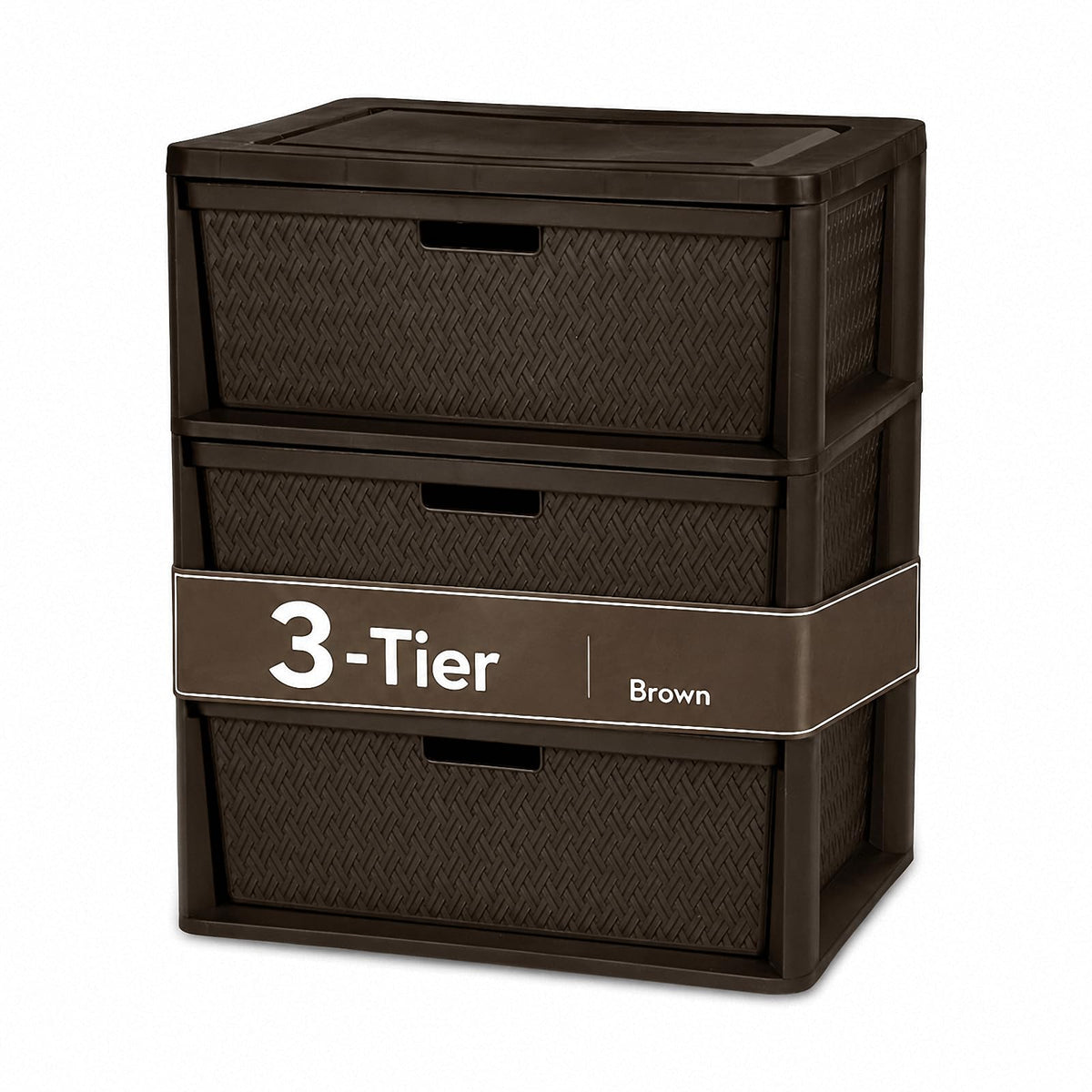 Brown 3 Drawer Plastic Storage Organizer T2496