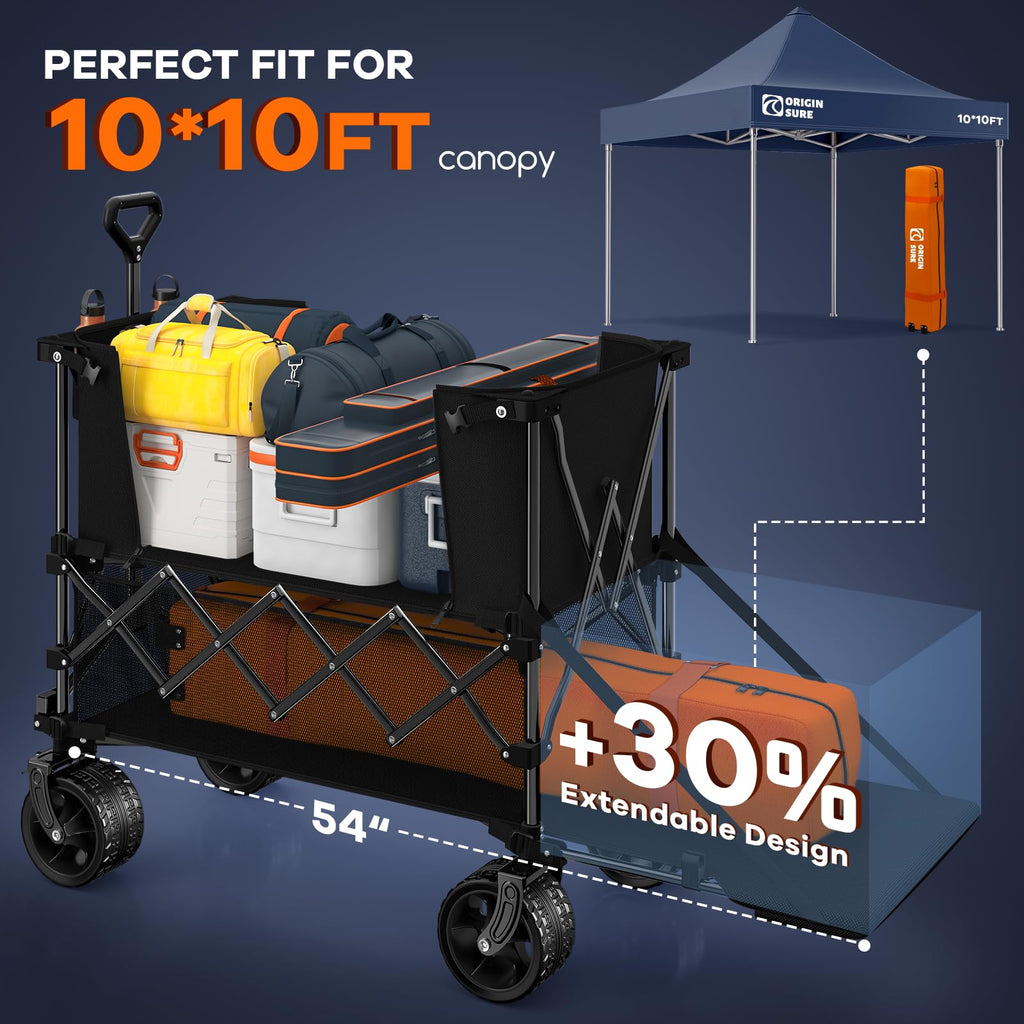 Foldable Double Decker Wagon, 560lbs, Black R27591