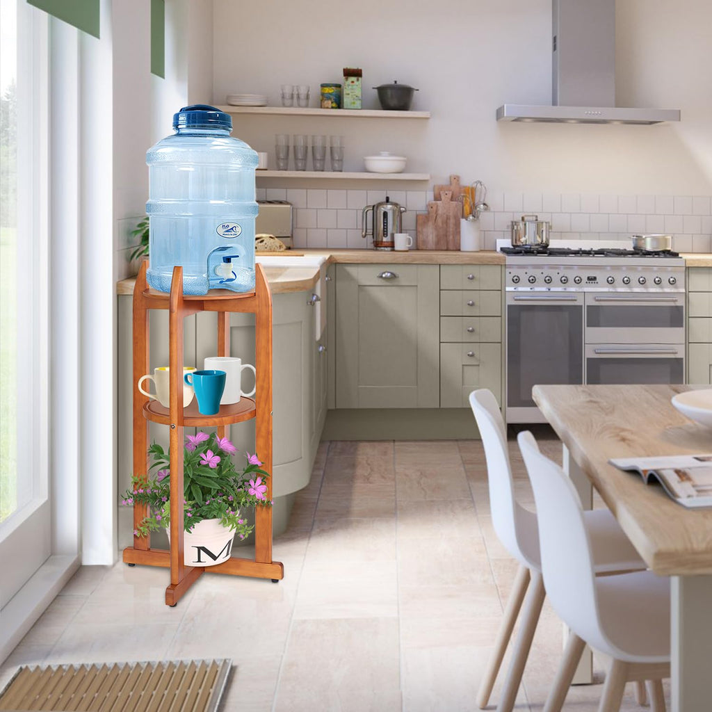 Solid Wood Water Dispenser Stand with 2 Shelves C522