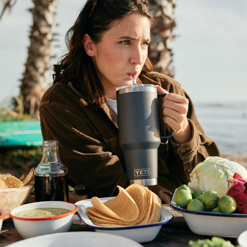 42 oz Stainless Steel Tumbler with Handle and Straw Lid Q82589
