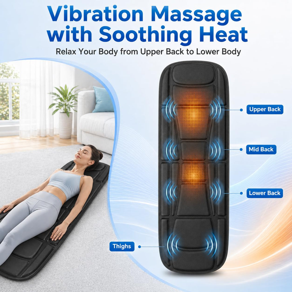 Heated Vibration Full Body Massage Mat with Lumbar Support Cushion Y20502