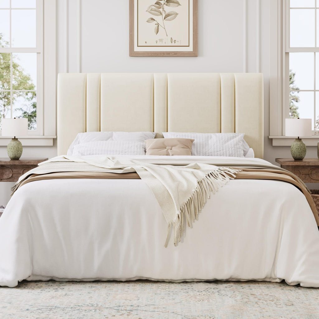 Queen Size Velvet Bed Frame with Adjustable Headboard K65588