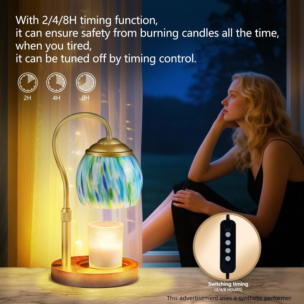 Blue Glass Candle Warmer Lamp H254518