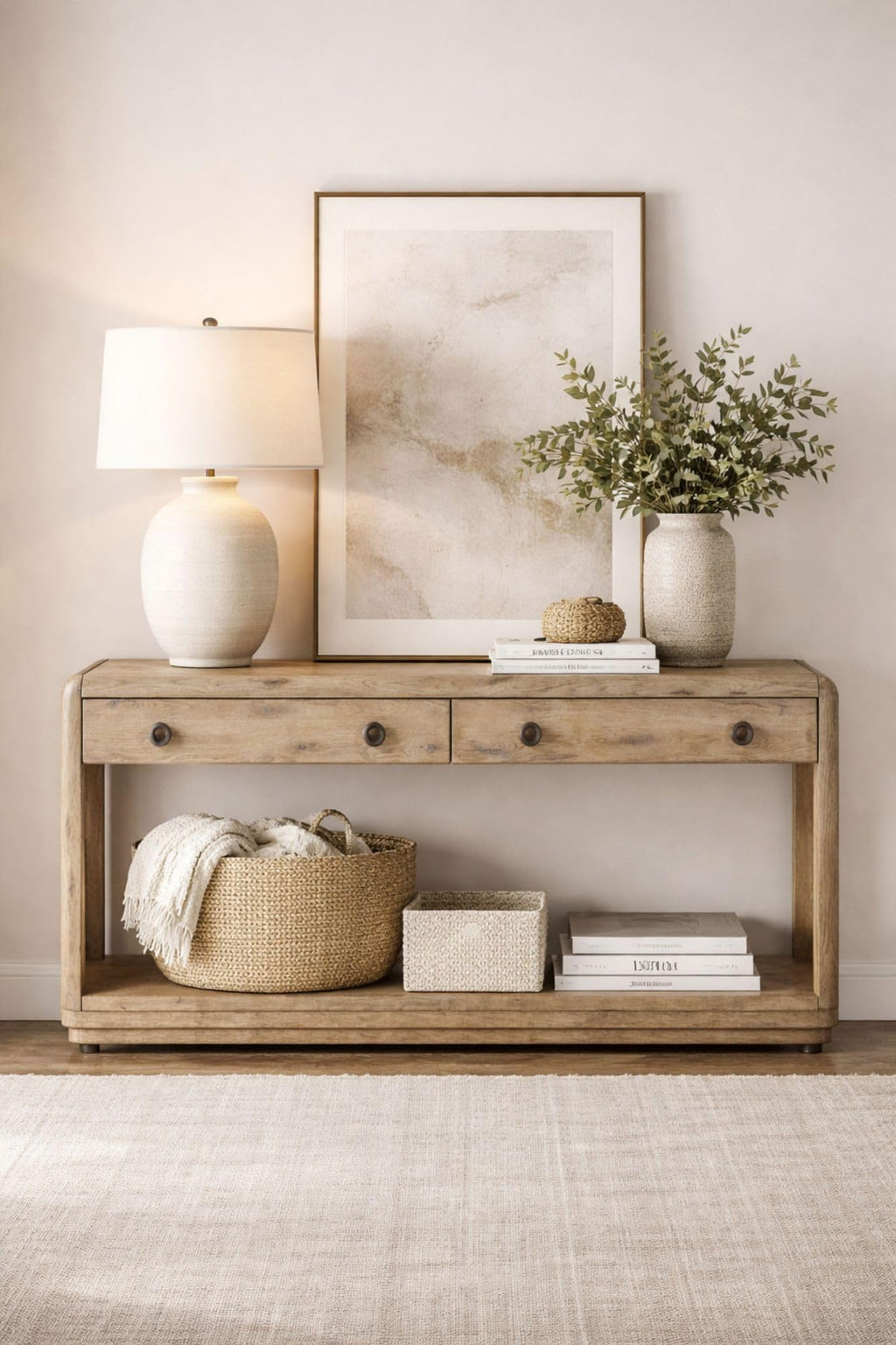 Oak Console Table with Drawers and Storage L62379