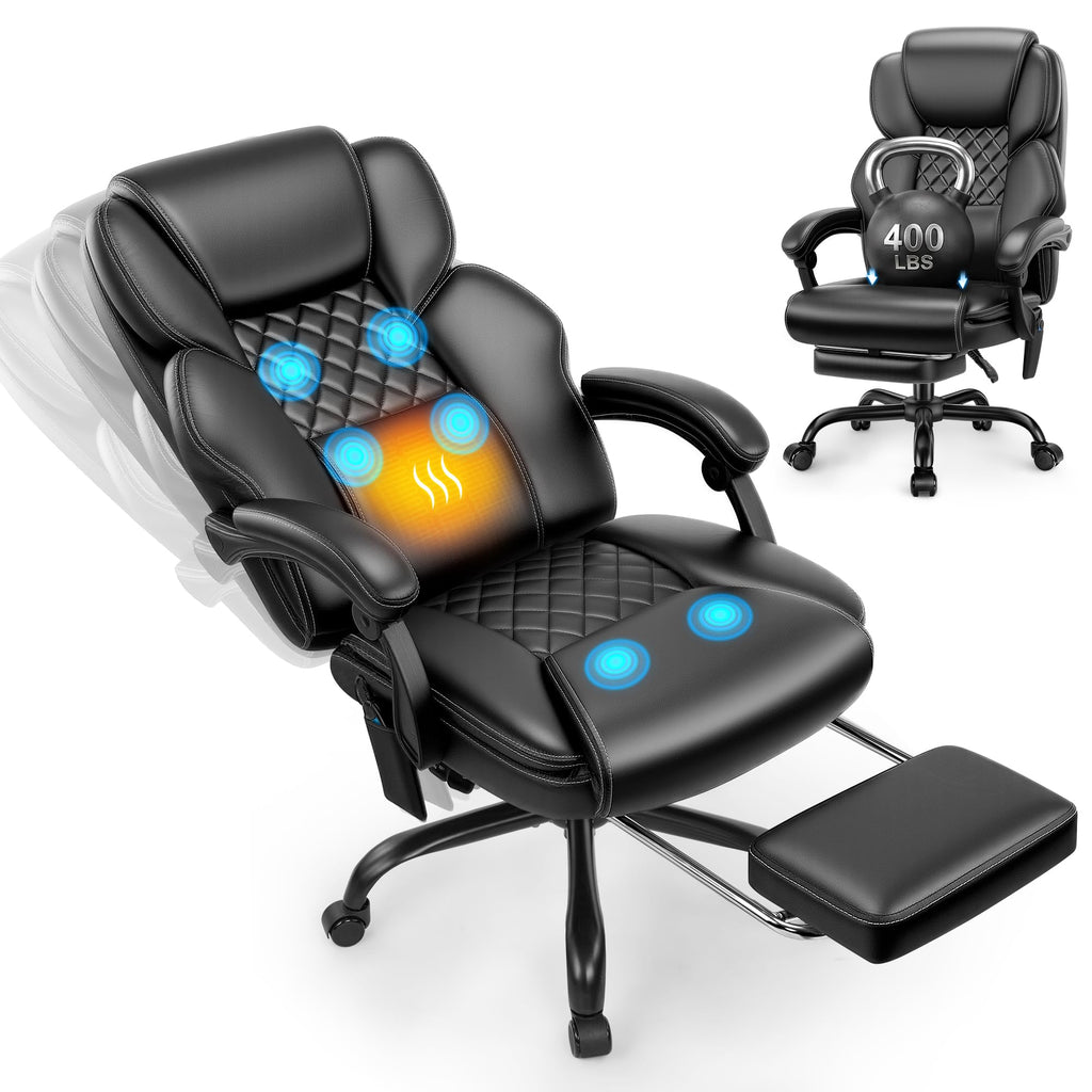 Massage Office Chair with Footrest, Heat and 160° Recline T885