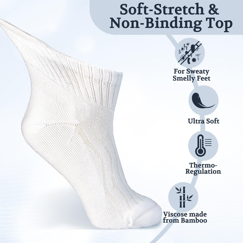 Bamboo Viscose Ankle Diabetic Socks 6 Pairs D433