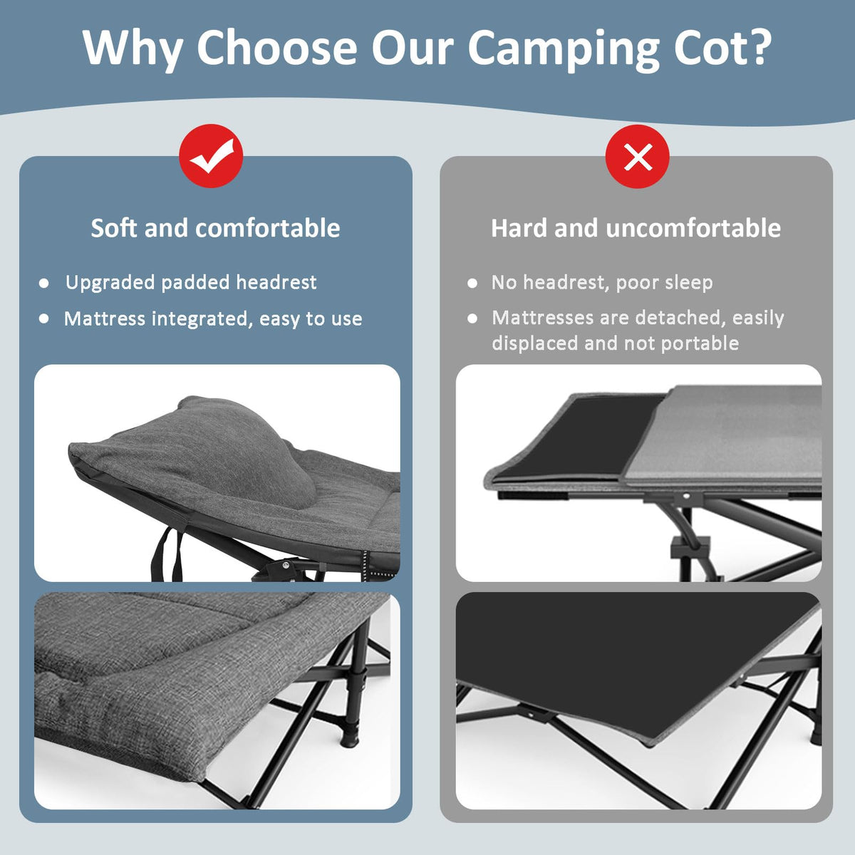 Camping Cot with Mattress and Pillow S13508