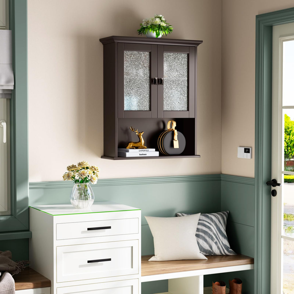 Wall Mount Medicine Cabinet with Tempered Glass Door T3147