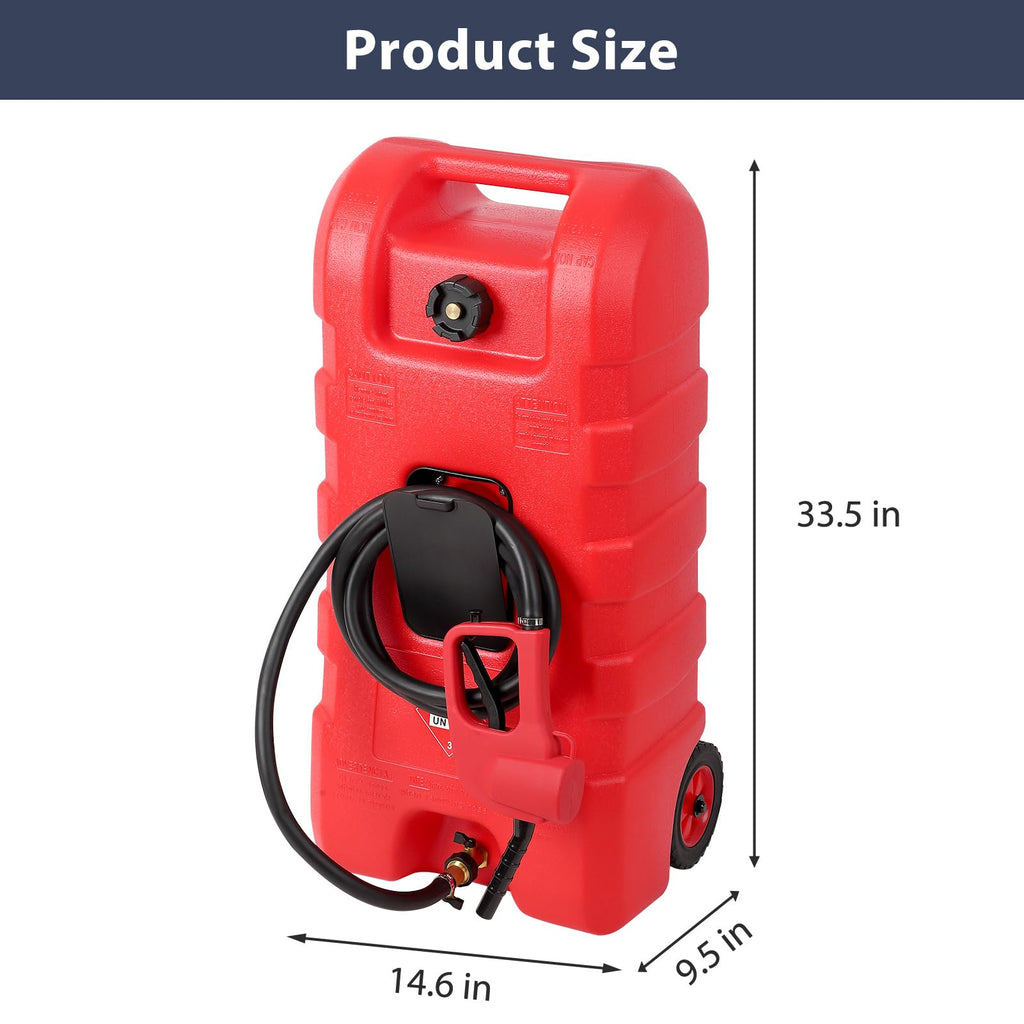 15 Gallon Portable Gas Fuel Tank Container with Pump and Hose T3596