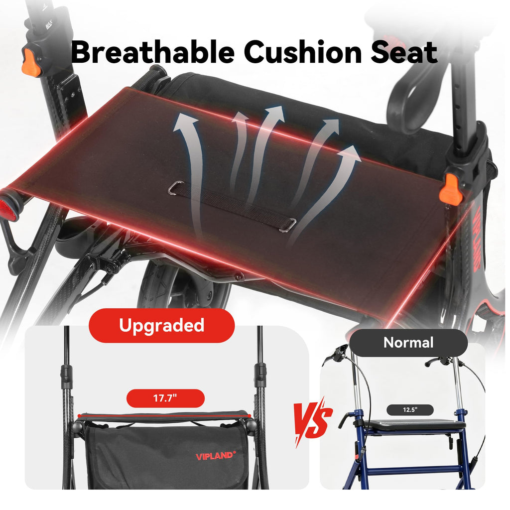 Carbon Fiber Lightweight Walker with Seat and Cane Holder Q8685