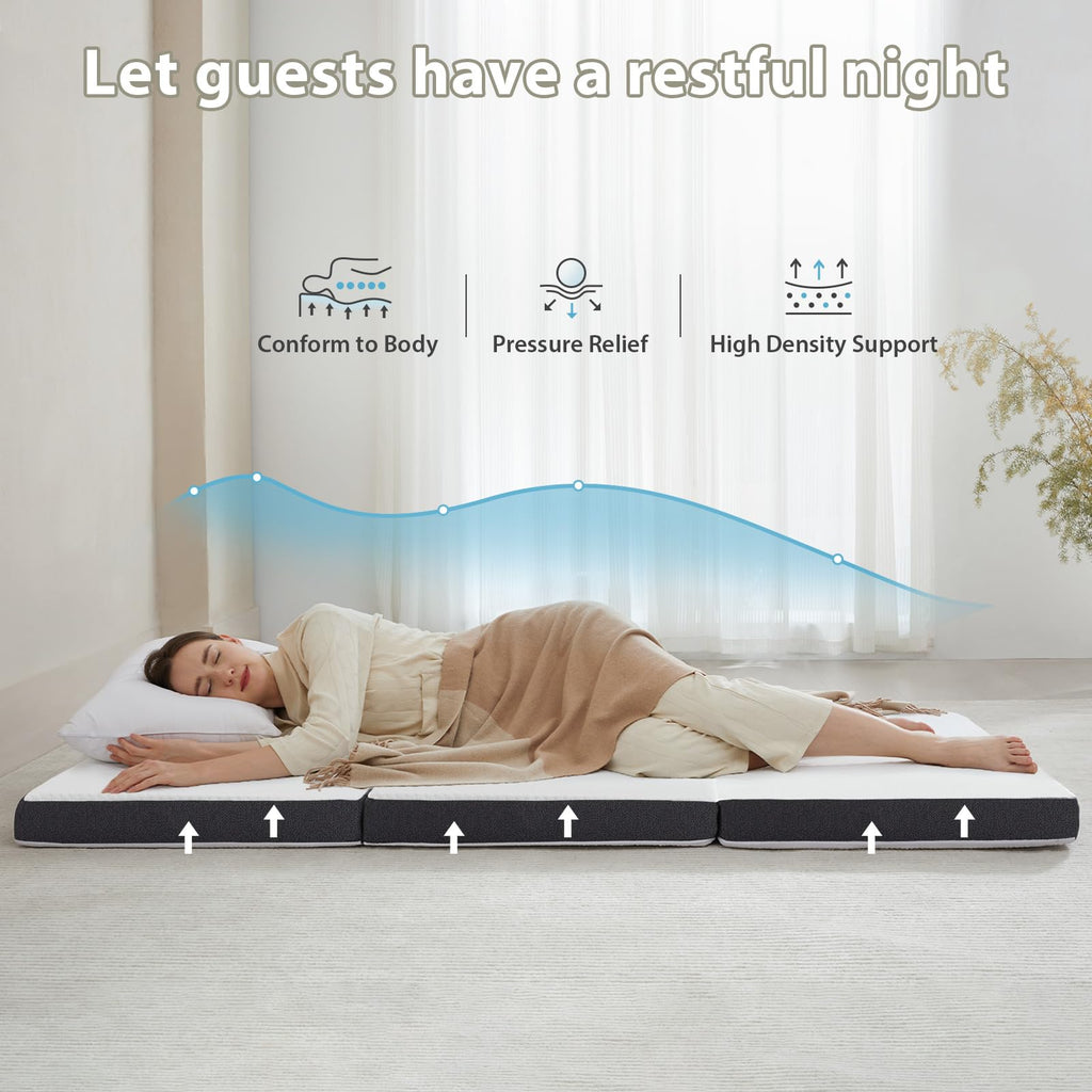 3 inch Tri Fold Memory Foam Mattress with Washable Cover C541505