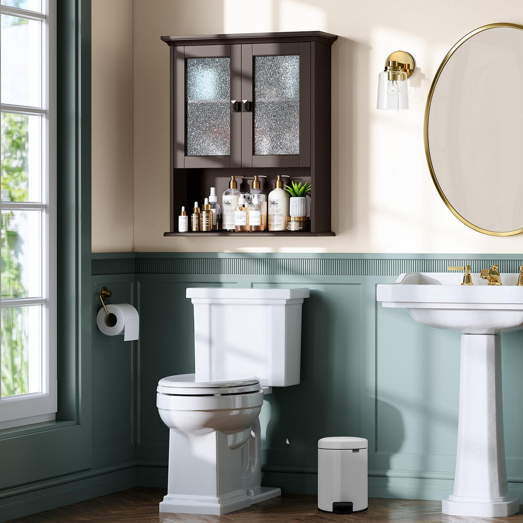 Wall Mount Medicine Cabinet with Tempered Glass Door T3147