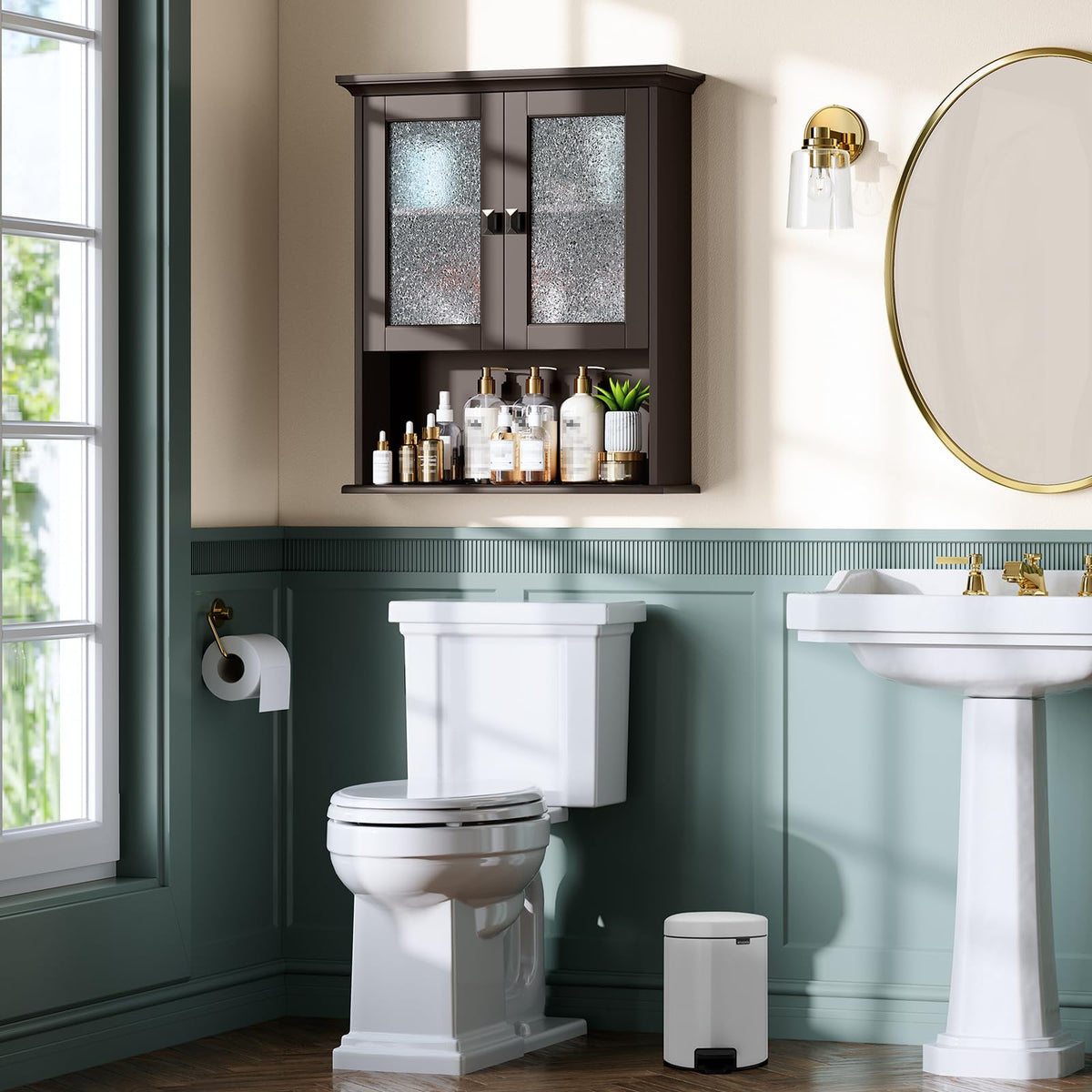 Wall Mount Medicine Cabinet with Tempered Glass Door T3147