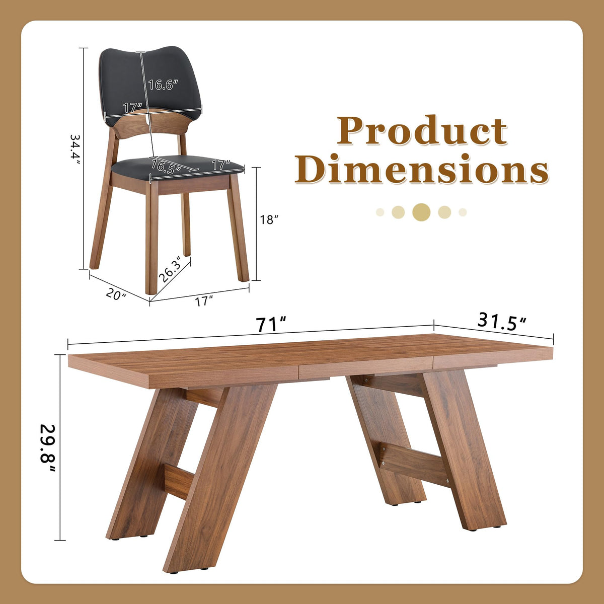 71" Wood Dining Table Set for 8 G351