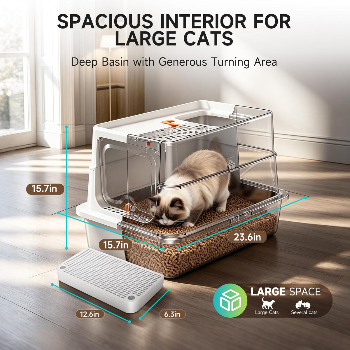 XL Stainless Steel Cat Litter Box H72554