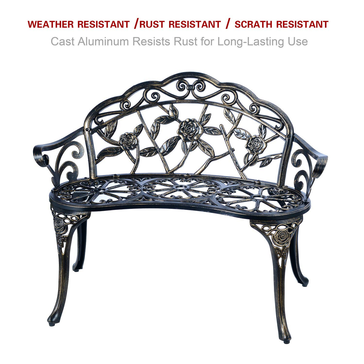 Cast Aluminum Patio Bench I972