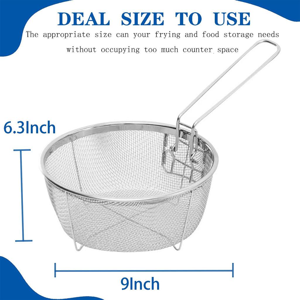 9 Inch Stainless Steel Deep Fry Basket with Handle G2737