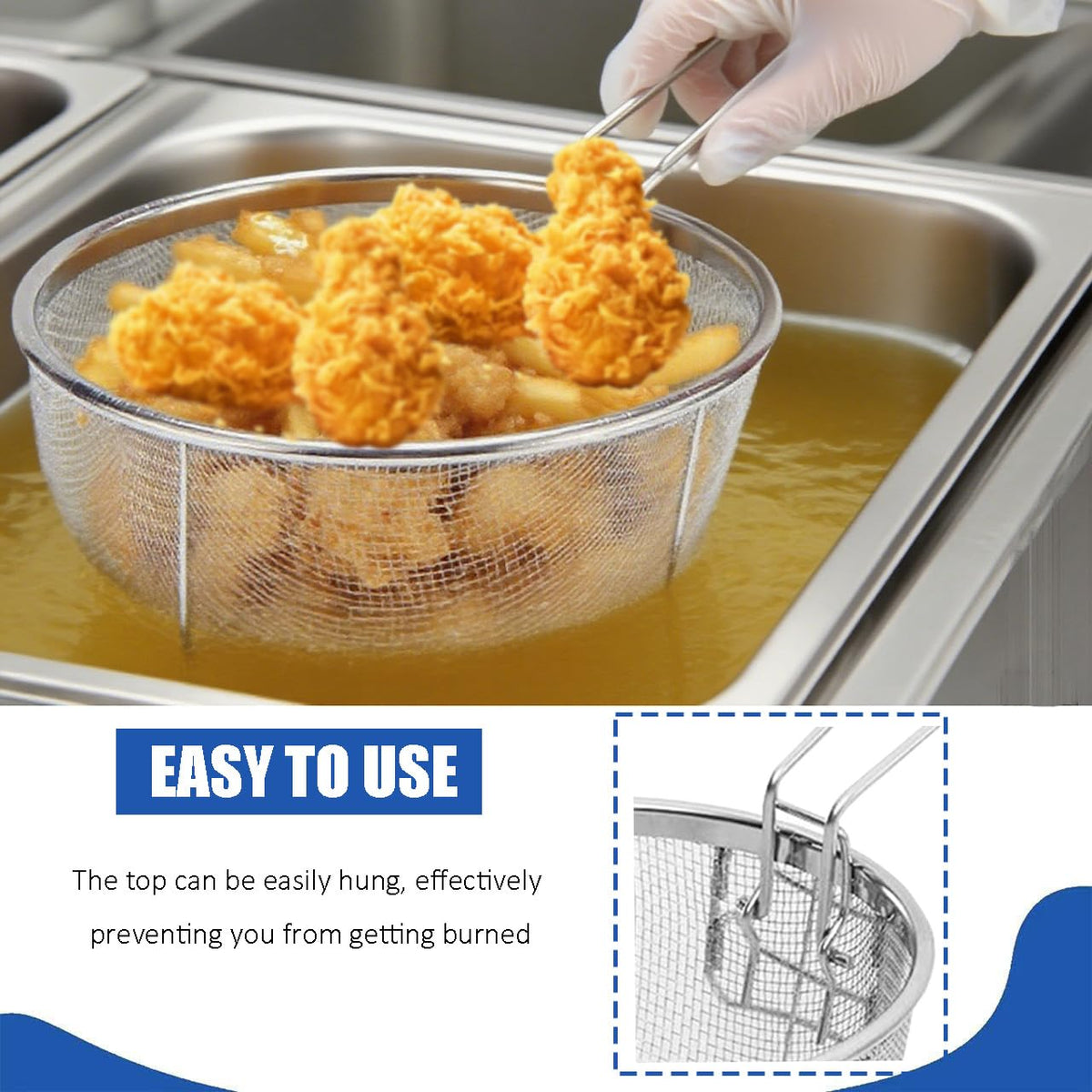 9 Inch Stainless Steel Deep Fry Basket with Handle G2737
