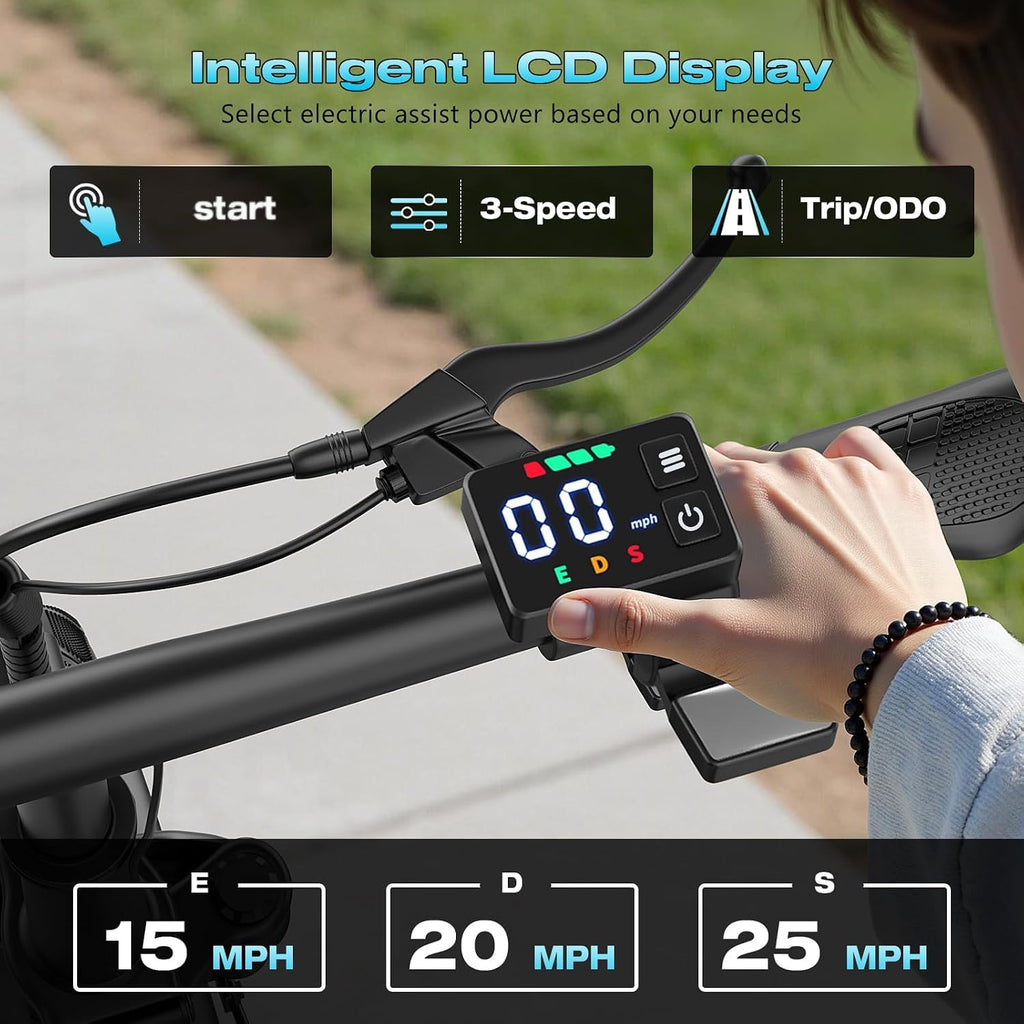 Electric Scooter with Seat, 1000W Peak Motor, 25 MPH, 14" Pneumatic Tires F90214
