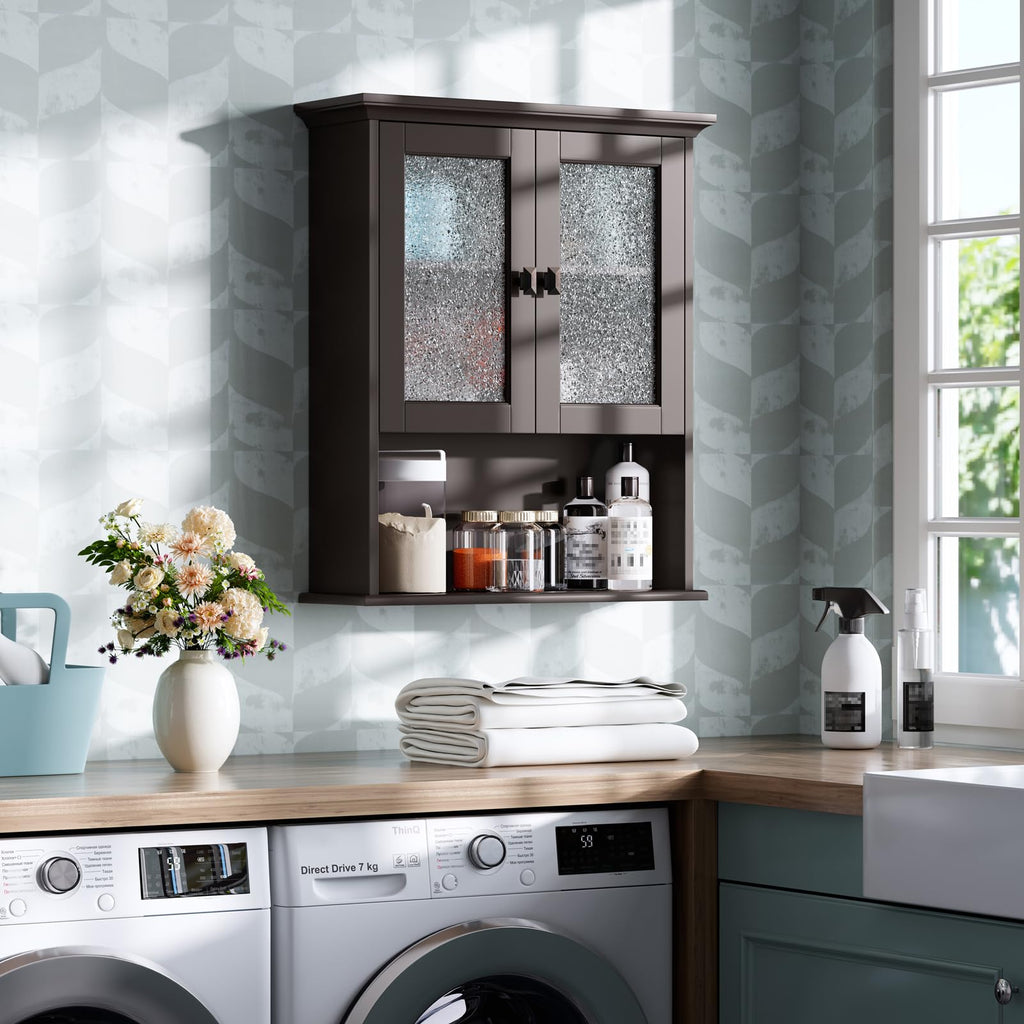 Wall Mount Medicine Cabinet with Tempered Glass Door T3147