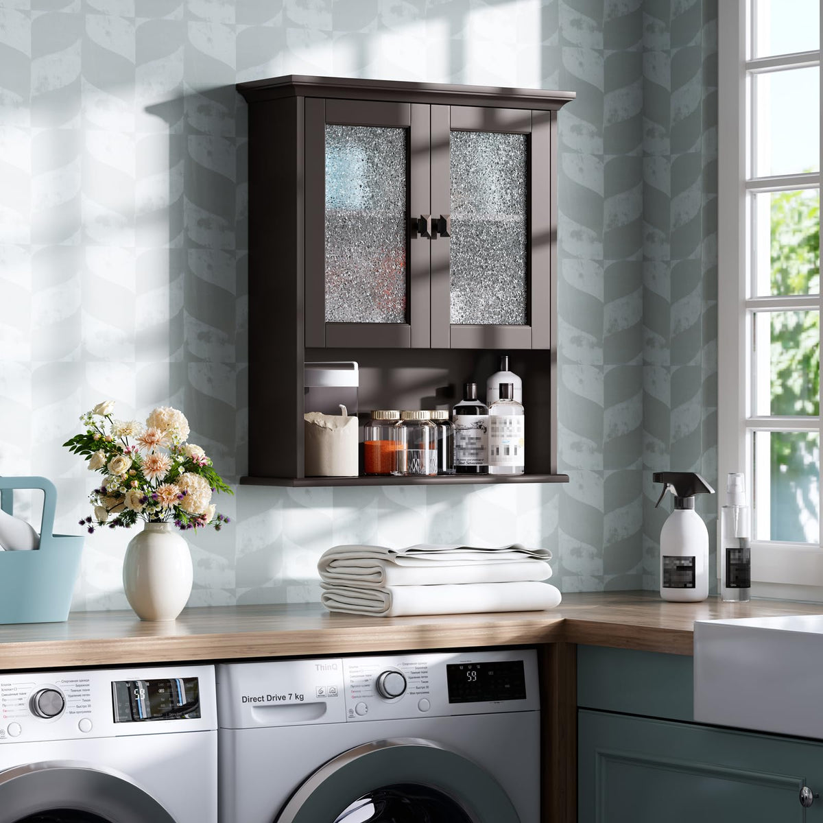 Wall Mount Medicine Cabinet with Tempered Glass Door T3147
