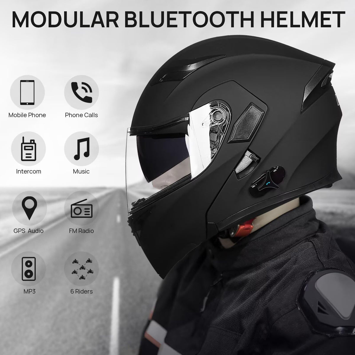 Bluetooth Modular Flip up Full Face Motorcycle Helmet G772052