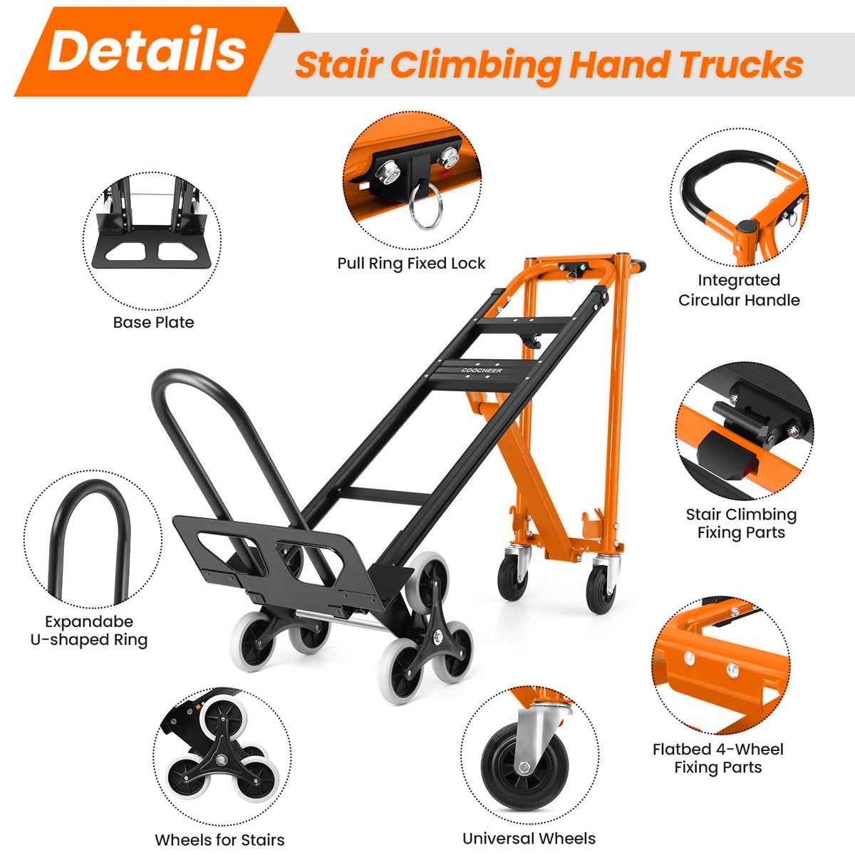 Heavy Duty 1000 LBS 4-in-1 Convertible Steel Hand Truck D1443