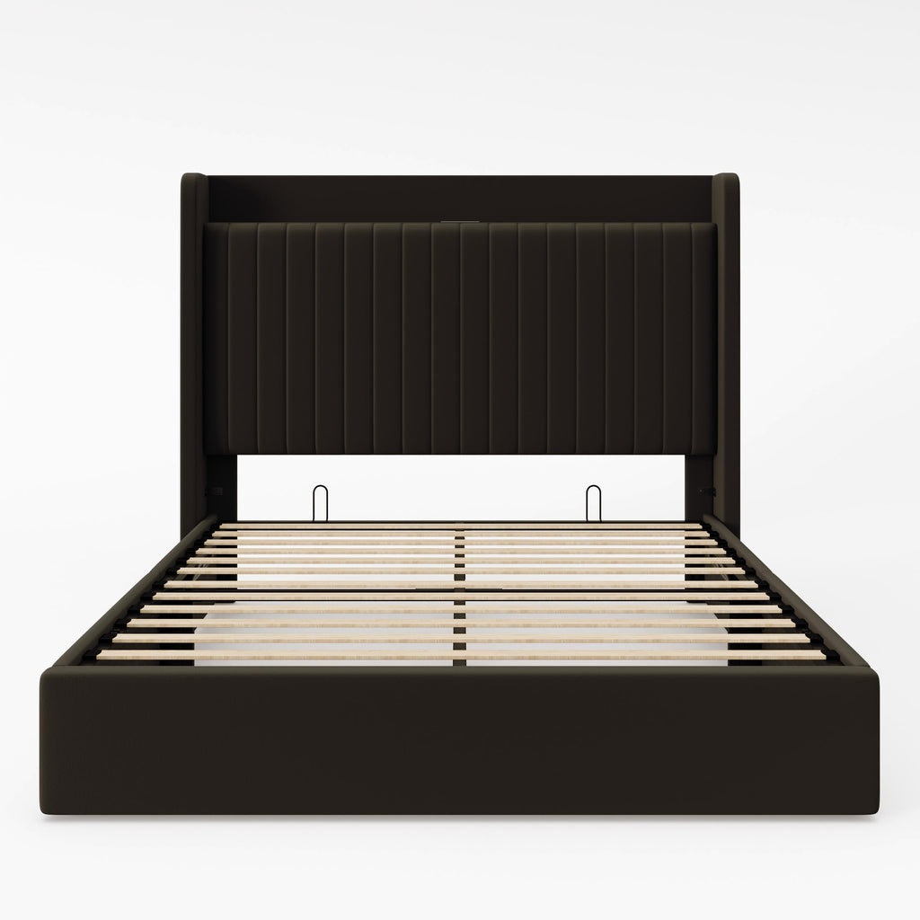 Full Lift Up Storage Hydraulic Bed Frame Black P6468