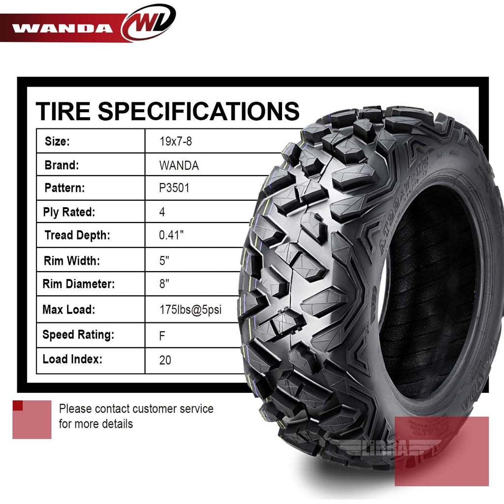 19x7-8 ATV Tires Set 2 B406