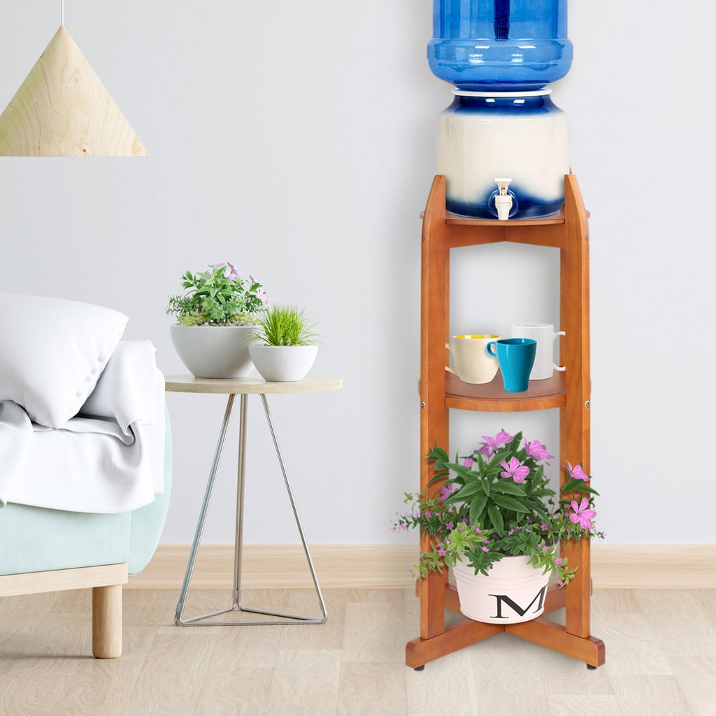 Solid Wood Water Dispenser Stand with 2 Shelves C522