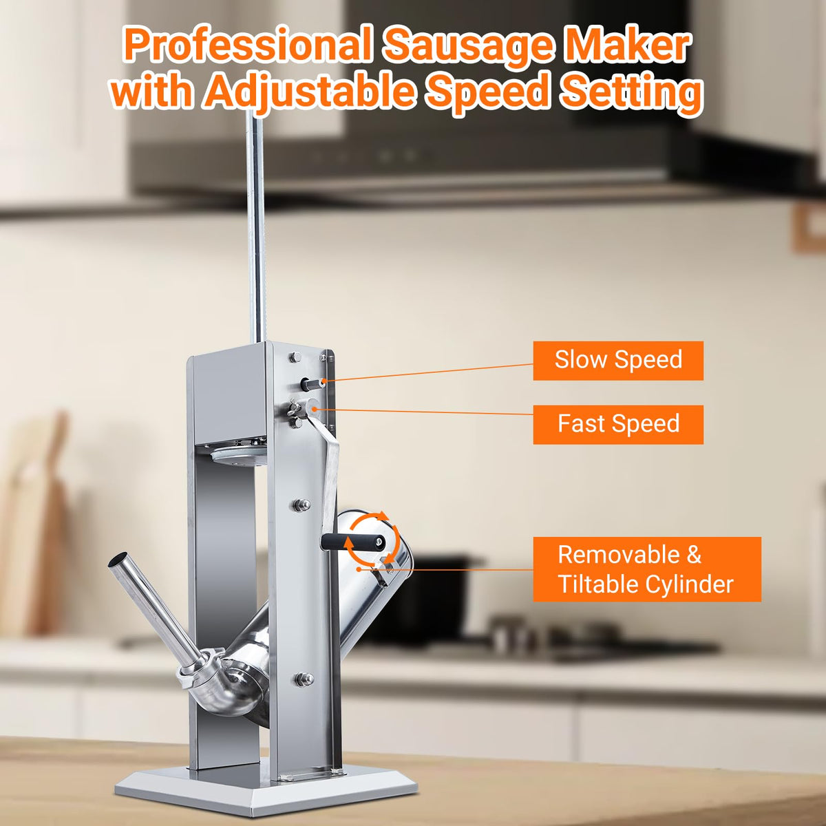 Manual Stainless Steel Sausage Stuffer with 5 Stuffing Tubes E844950