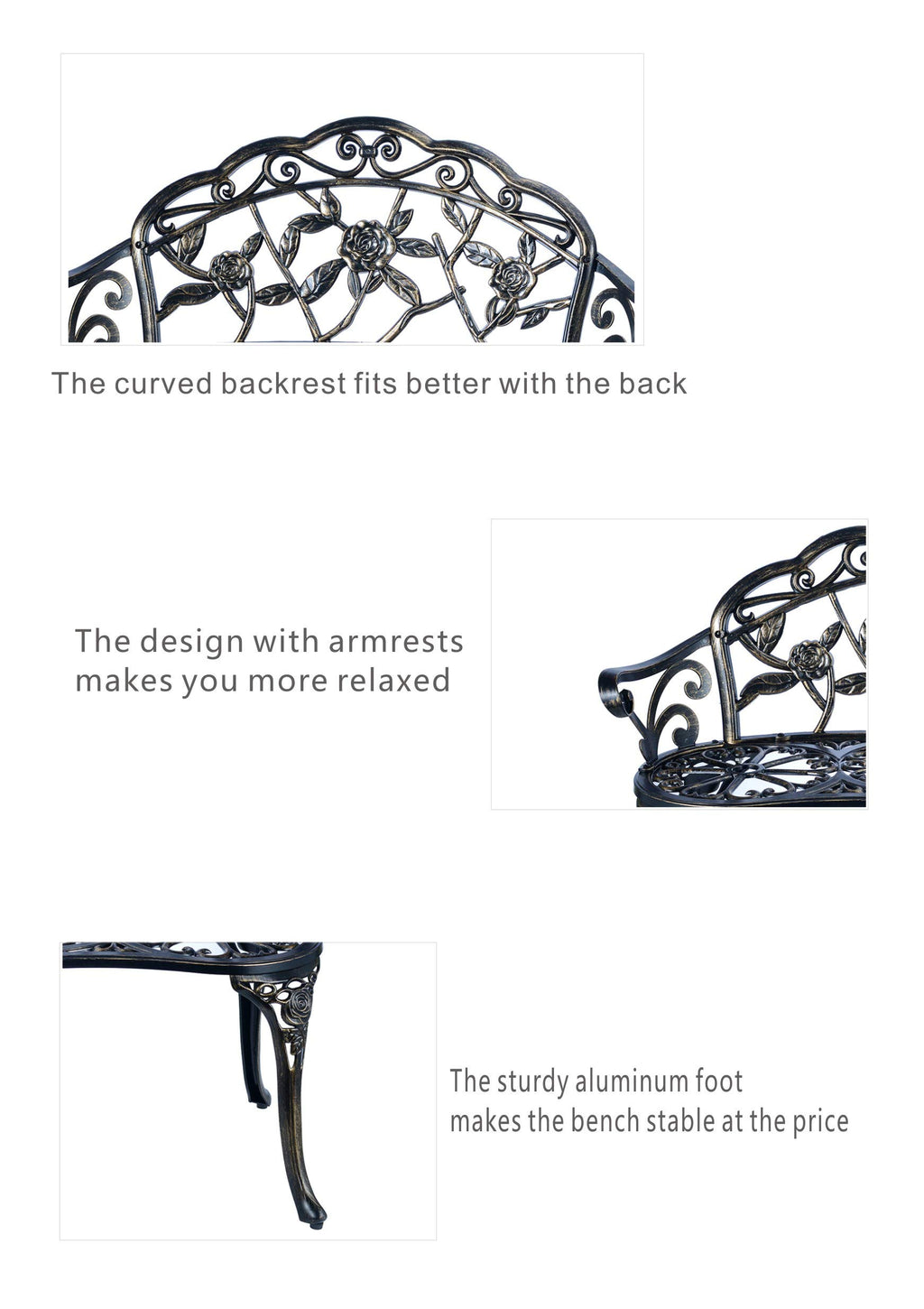 Cast Aluminum Patio Bench I972