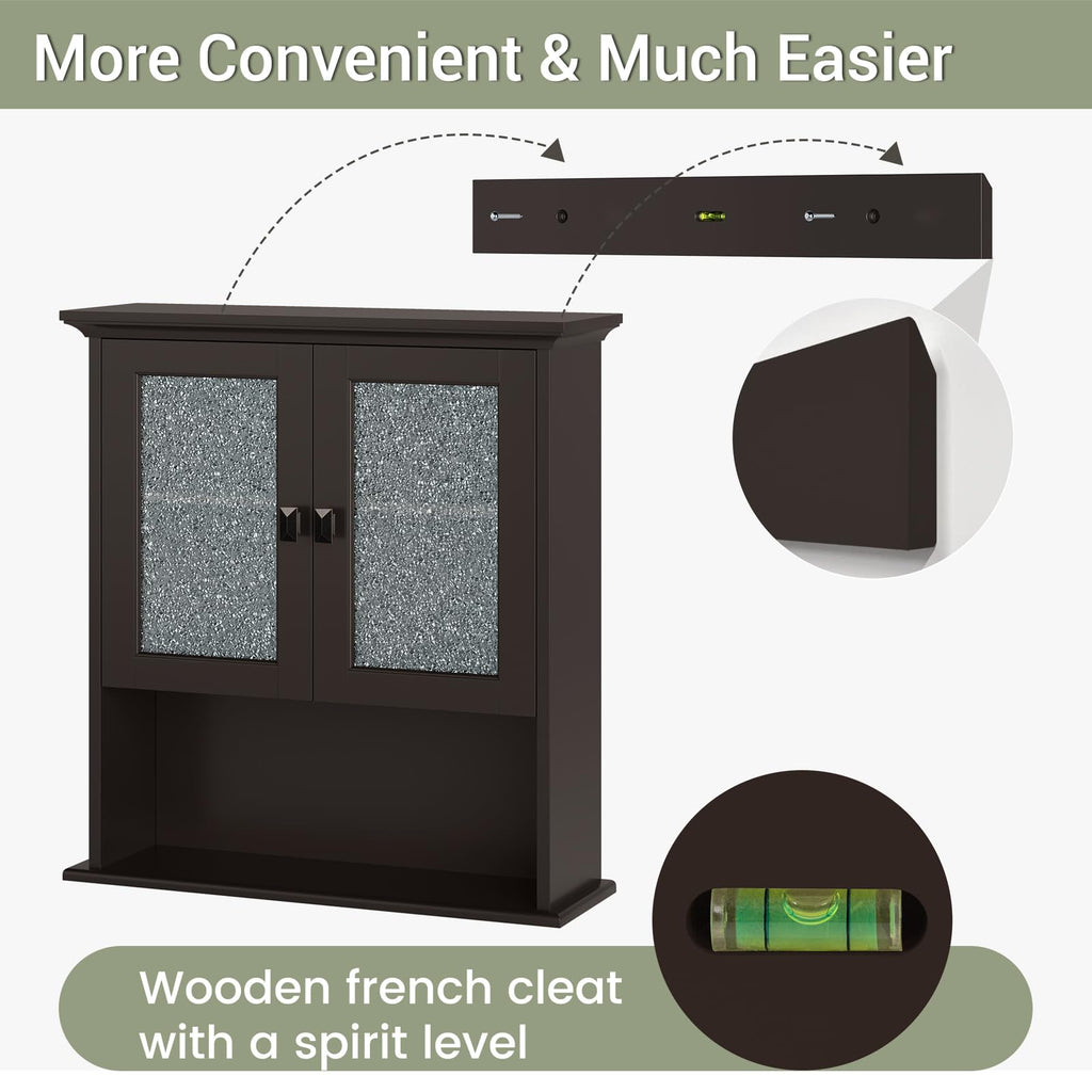 Wall Mount Medicine Cabinet with Tempered Glass Door T3147