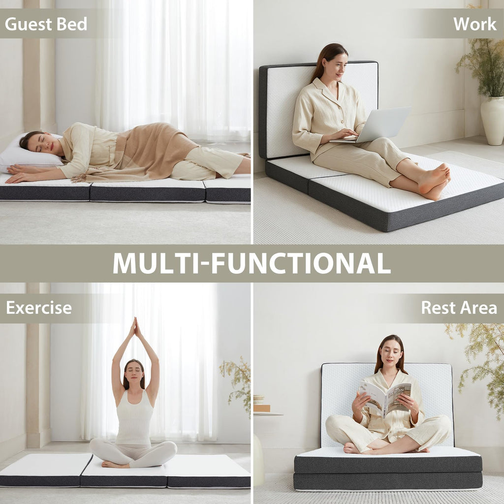 3 inch Tri Fold Memory Foam Mattress with Washable Cover C541505