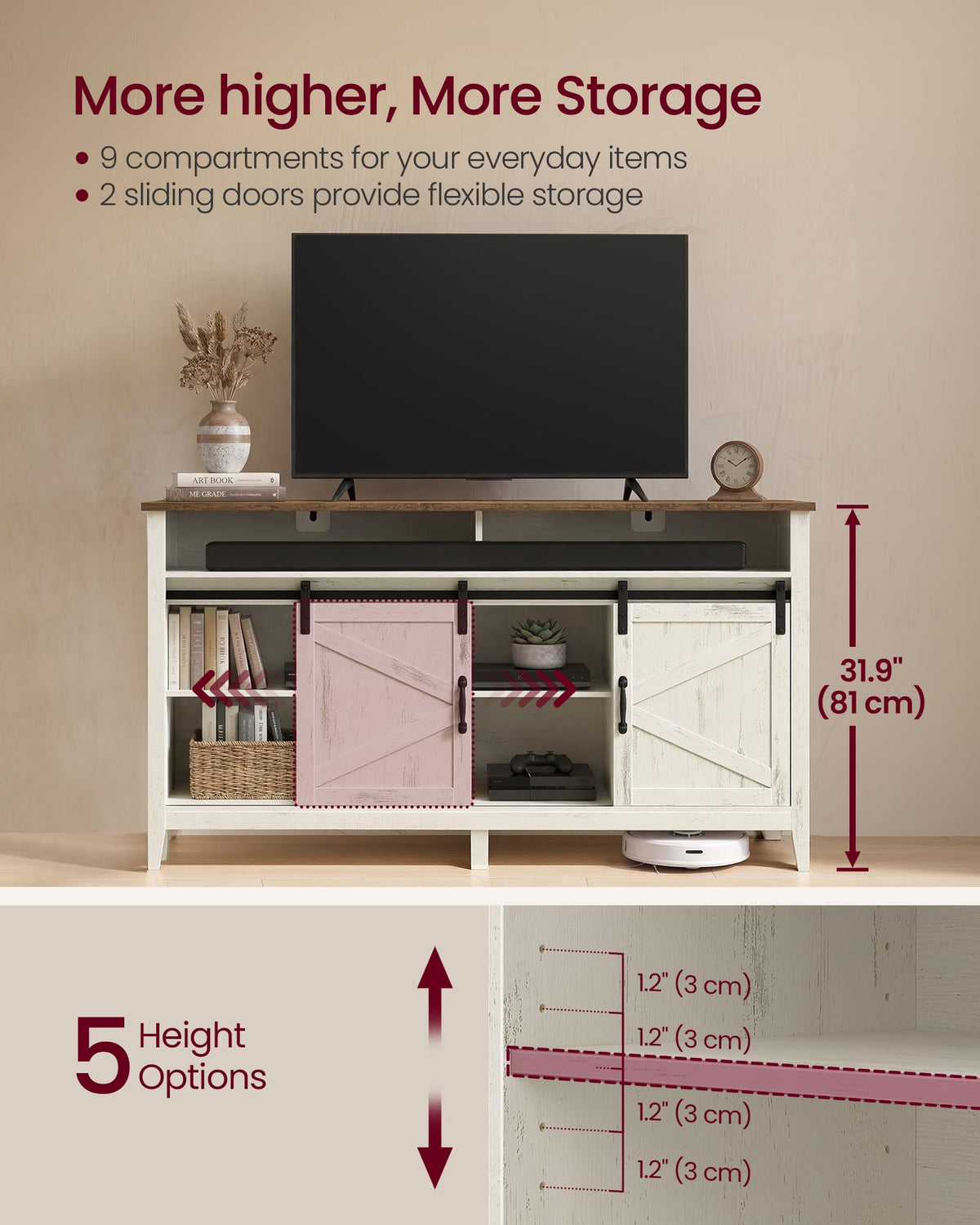 Tall Farmhouse TV Stand with Door L87511