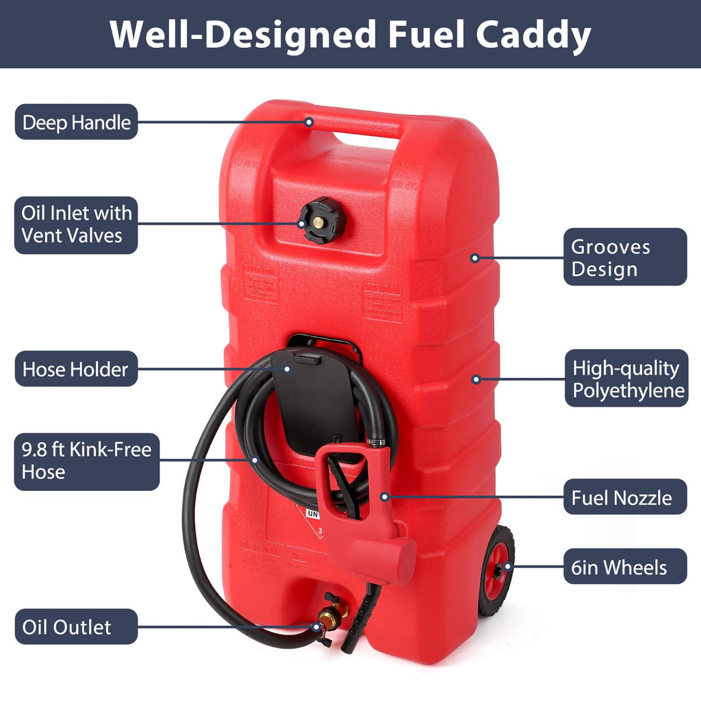 15 Gallon Portable Gas Fuel Tank Container with Pump and Hose T3596