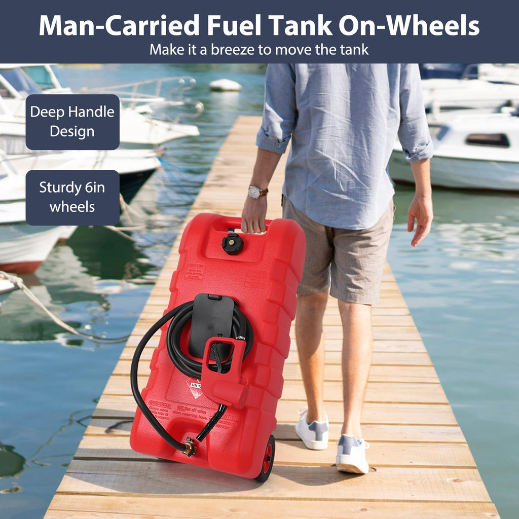 15 Gallon Portable Gas Fuel Tank Container with Pump and Hose T3596
